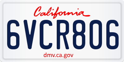 CA license plate 6VCR806