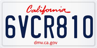 CA license plate 6VCR810