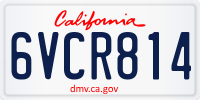 CA license plate 6VCR814