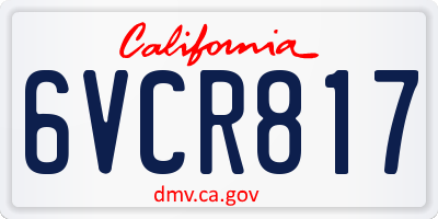 CA license plate 6VCR817