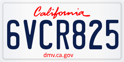 CA license plate 6VCR825