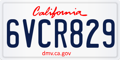 CA license plate 6VCR829