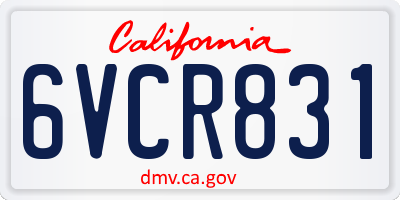 CA license plate 6VCR831