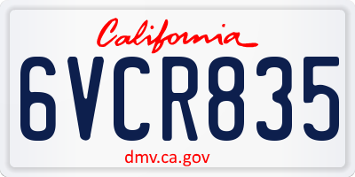 CA license plate 6VCR835