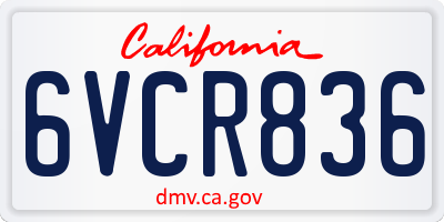 CA license plate 6VCR836