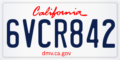 CA license plate 6VCR842