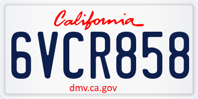 CA license plate 6VCR858