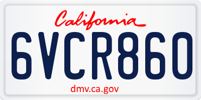 CA license plate 6VCR860
