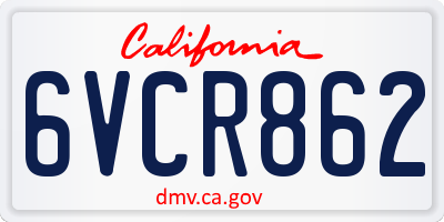 CA license plate 6VCR862