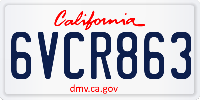 CA license plate 6VCR863