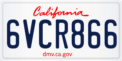 CA license plate 6VCR866