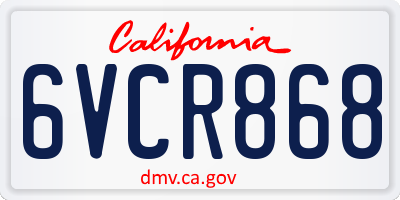 CA license plate 6VCR868