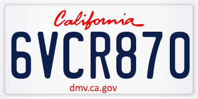 CA license plate 6VCR870