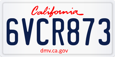 CA license plate 6VCR873