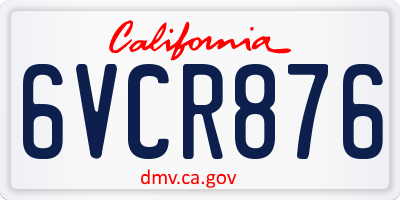 CA license plate 6VCR876