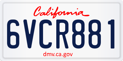 CA license plate 6VCR881