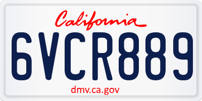 CA license plate 6VCR889