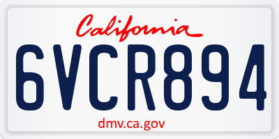 CA license plate 6VCR894