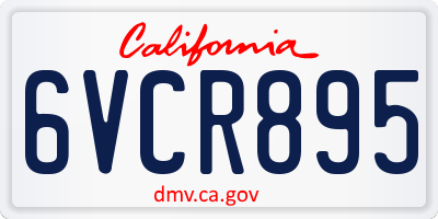 CA license plate 6VCR895
