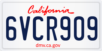 CA license plate 6VCR909