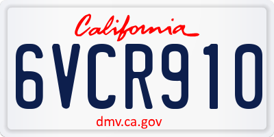 CA license plate 6VCR910