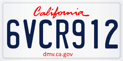 CA license plate 6VCR912