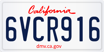 CA license plate 6VCR916