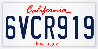 CA license plate 6VCR919