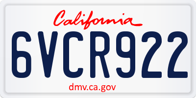 CA license plate 6VCR922
