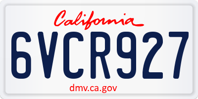 CA license plate 6VCR927