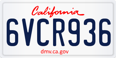 CA license plate 6VCR936