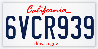 CA license plate 6VCR939