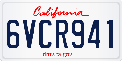 CA license plate 6VCR941
