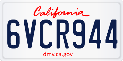 CA license plate 6VCR944