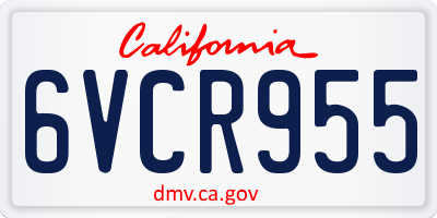 CA license plate 6VCR955