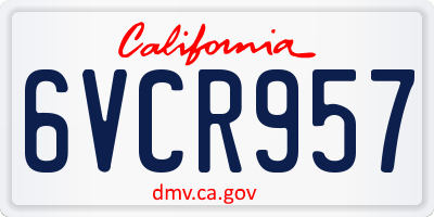 CA license plate 6VCR957