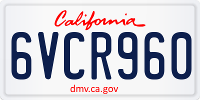 CA license plate 6VCR960