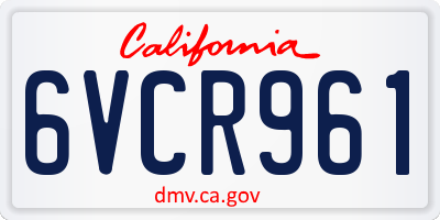 CA license plate 6VCR961