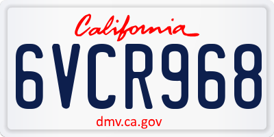 CA license plate 6VCR968