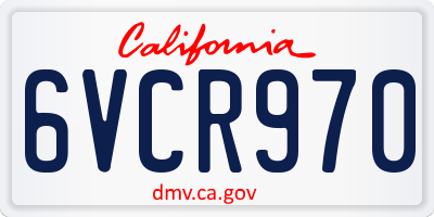 CA license plate 6VCR970