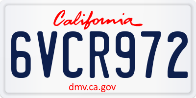 CA license plate 6VCR972