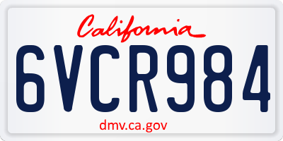 CA license plate 6VCR984