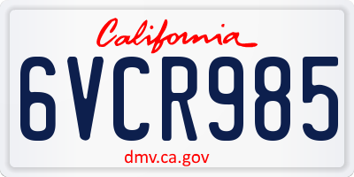 CA license plate 6VCR985