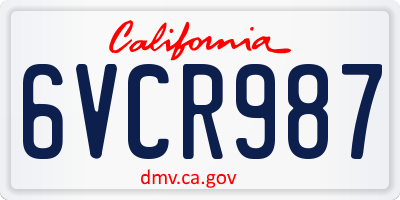 CA license plate 6VCR987