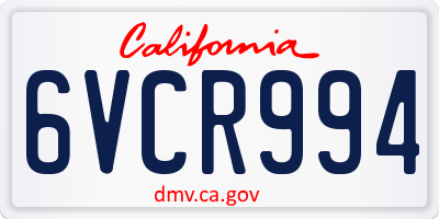 CA license plate 6VCR994