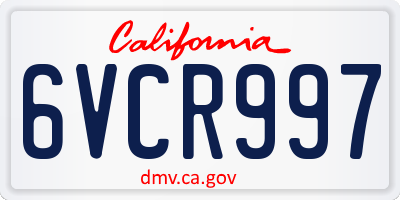 CA license plate 6VCR997