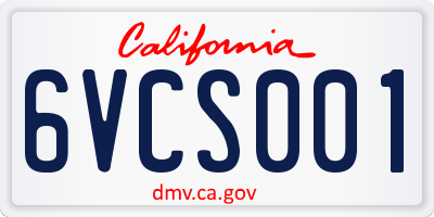 CA license plate 6VCS001