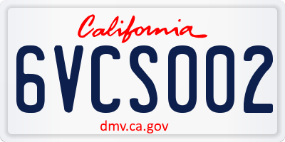 CA license plate 6VCS002