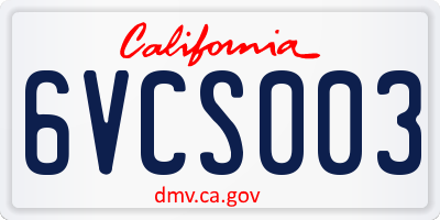 CA license plate 6VCS003