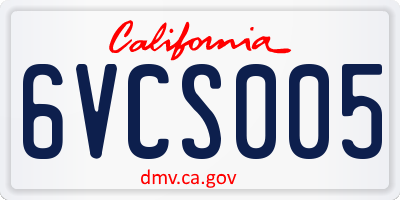 CA license plate 6VCS005